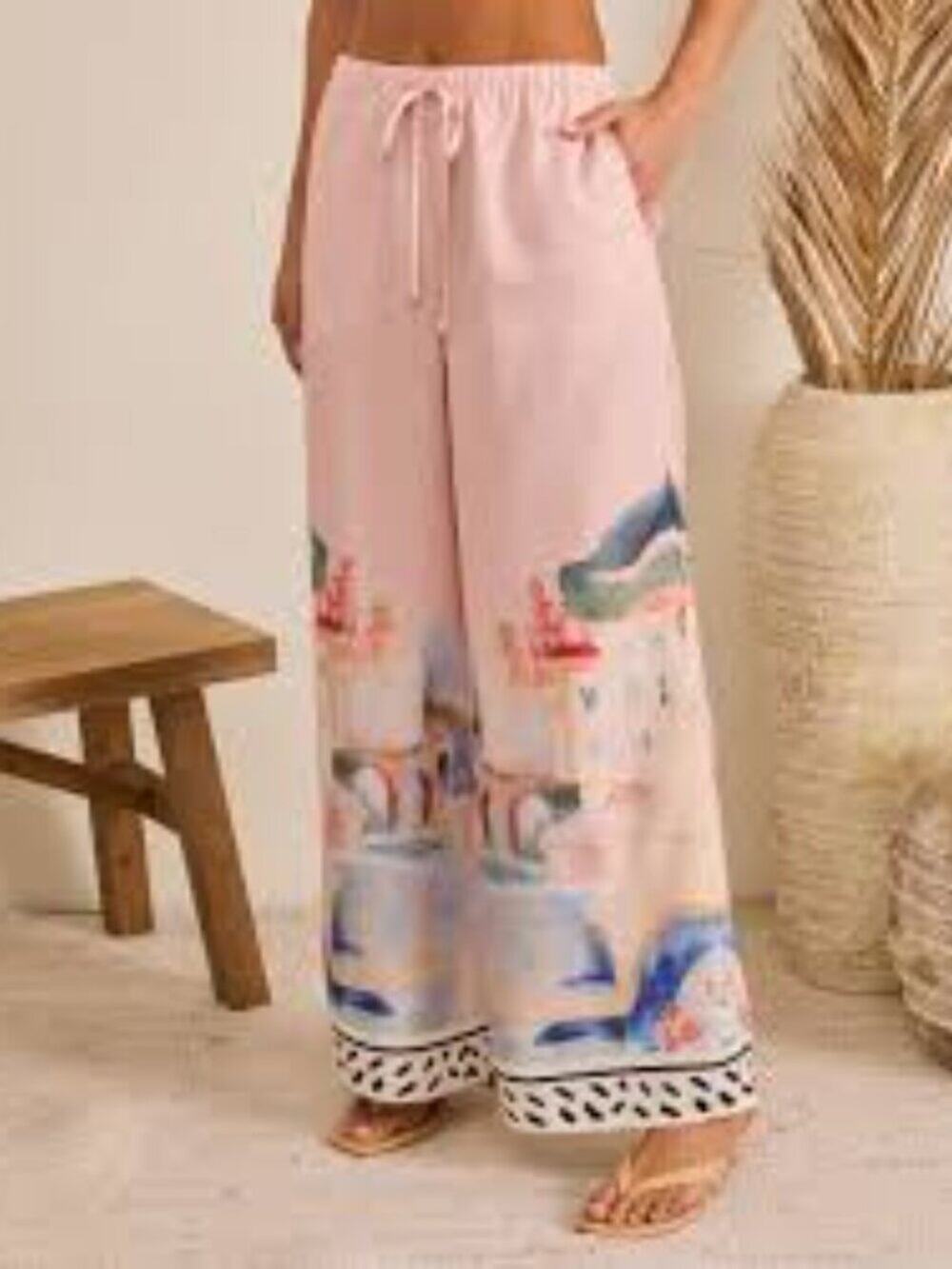 Vici Seaside Social Relaxed Novelty Wide Leg Pant Vacation Size XS
